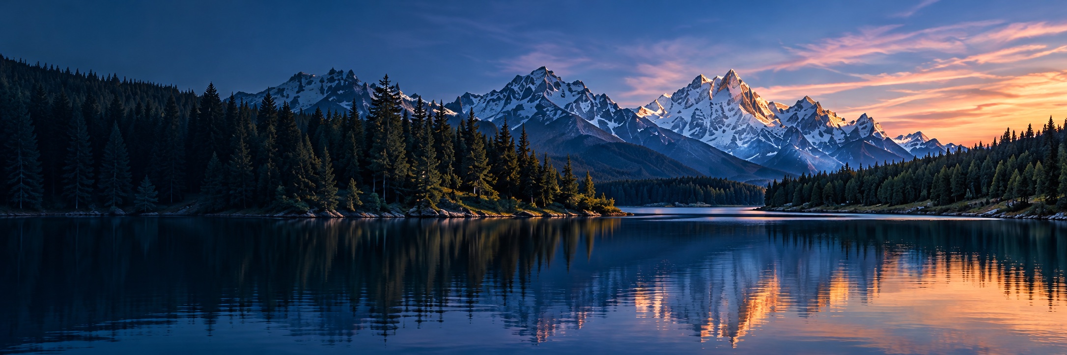 山间湖泊与森林的旅行风景。